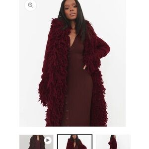 Fumi Fringe Knit Coat. Burgundy .XS-S but fits like a M. SOLD OUT ONLINE.